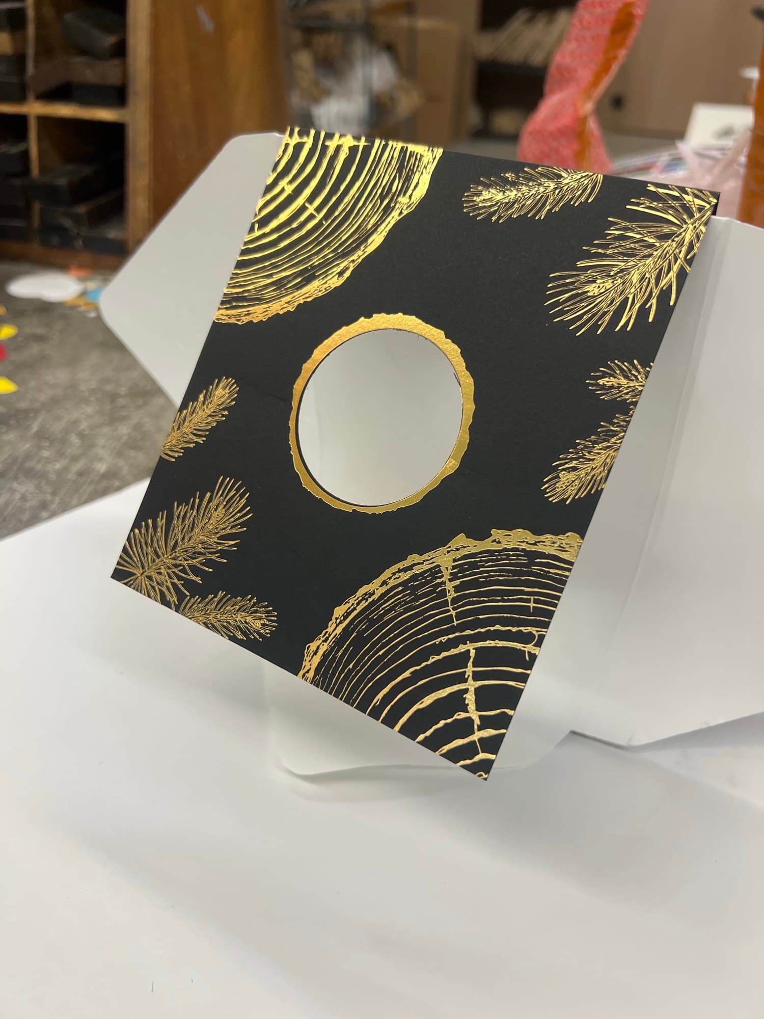 A folded notecard paired with its matching envelope